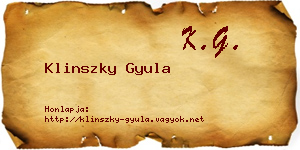 Klinszky Gyula névjegykártya